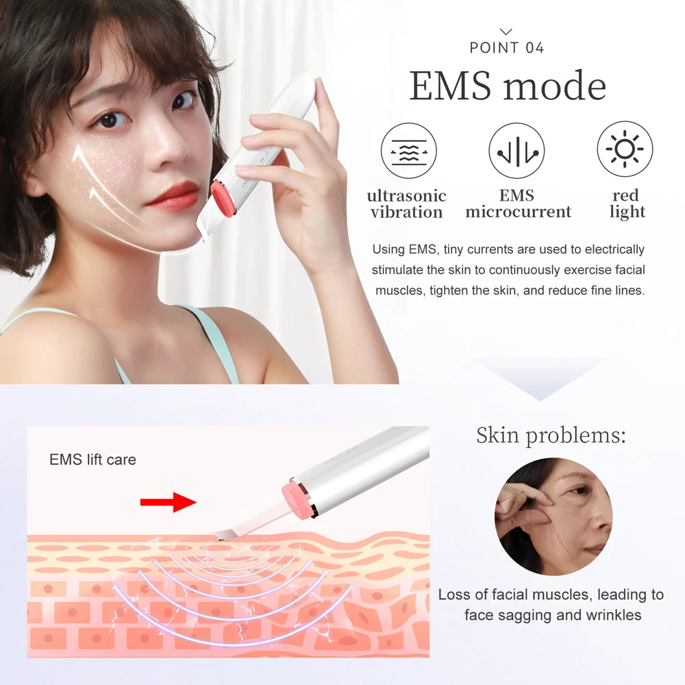 Ultrasonic Skin Scrubber – EMS Lifting & Deep Pore Cleansing