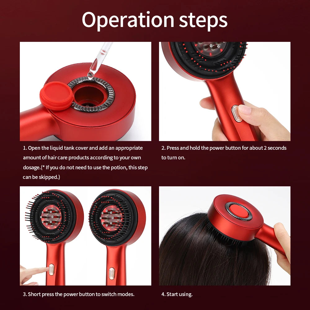 Electric Vibration Scalp Massager – Red Light Therapy & Hair Growth Comb