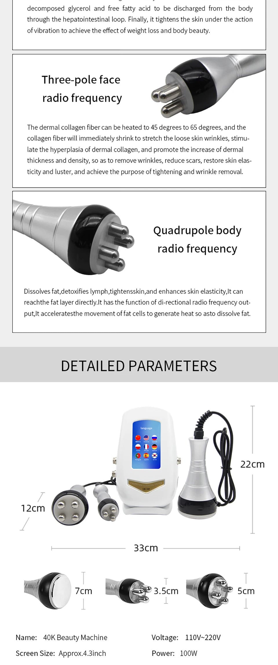 40K Ultrasonic Cavitation & RF Slimming Machine – Fat Burn & Body Shaping